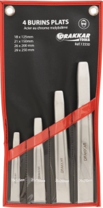 Burin plat de mécanicien 18-21-26-29mm - pochette de 4 pcs Burin plat de mécanicien 18-21-26-29mm - pochette de 4 pcs