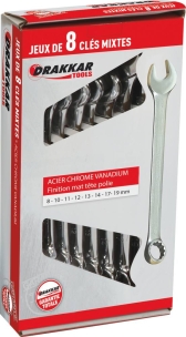 Clés mixtes de 8 à 19mm tête polie - boîte carton de 8 pcs