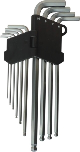 Clés mâles coudées hexagonales extra longues de 1,5 à 10mm - étui pivotant de 10 pcs