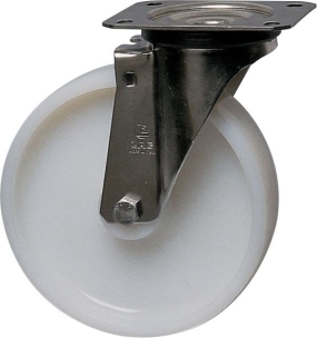 Chape inox moyenne pivotante polyamide D.80mm