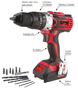 Perceuse visseuse 18V 35Nm 2 batteries 2Ah et 4Ah Li-ion - mallette