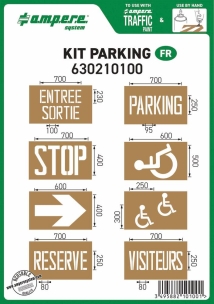 POCHOIRS REUTILISABLES POUR PEINTURE ROUTIERE - KIT PARKING-8 PLANCHES