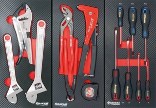 Servante d'atelier 7 tiroirs composée de 198 outils - modules finition carbone