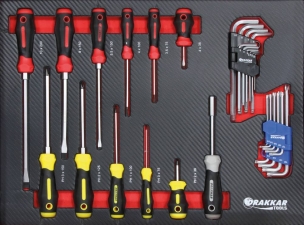 Servante d'atelier 7 tiroirs composée de 176 outils - modules carbone