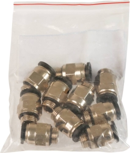 Raccord instantané métallique droit mâle cylindrique 1/4" pour tuyau rilsan 10mm - lot de 10 pcs