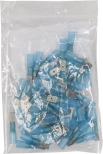 Cosse plate mâle isolée thermorétractable bleue 6,3x0,8mm - lot de 50 pcs