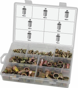 Insert en zinc à tête plate de M3 à M12 - coffret de 235 pcs