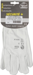 Gants de maîtrise tout cuir fleur de bovin avec protège artère T10 - carte