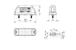 Feu éclaireur de plaque LED 12/24V entraxe 52,5mm