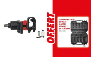 Clé à chocs pneumatique 1" 2400/2850Nm broche courte