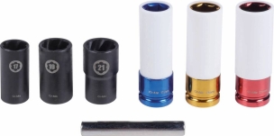 Douilles à chocs 1/2" pour écrous de roues intacts ou abîmés - coffret de 7 pcs