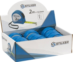 Mètre mesure à ruban 2m 13mm boîtier ABS - présentoir de 12 psc