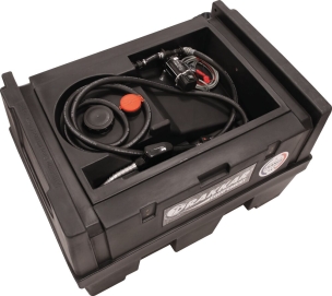 Cuve de ravitaillement gasoil PE 400L avec kit pompe à gasoil 12V 45 l/min-pistolet auto-volucompteur digital - sans capot