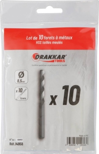 Foret à métaux HSS 8,5mm - lot de 10 pcs