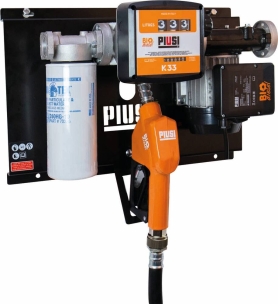Pompe à gasoil 230V 72 l/min avec pistolet automatique/volucompteur/filtre absorption d'eau/Biodiesel B100 - station murale