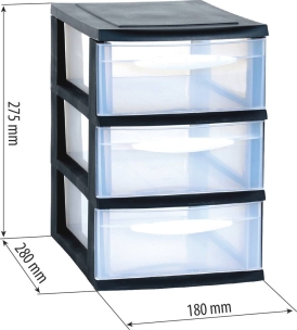 Bloc 3 tiroirs de rangement 180x280x275mm