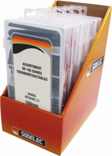 Gaine thermorétractable 100mm 2:1 noire - Présentoir de 6 coffrets de 100 pcs