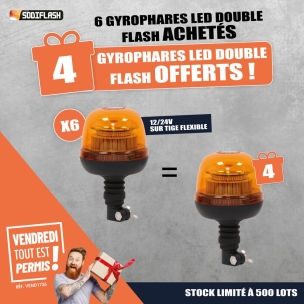 OPE VTEP - Lot de 10 gyrophares LED double flash 12/24V sur tige flexible réf.16301 dont 4 offerts