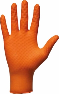 Gants jetables nitrile 240mm 0,26mm orange ONE BY ONE T8 - lot de 10 boîtes de 100 pcs