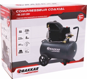Compresseur coaxial 50L 8 bar 2,5CV 230V