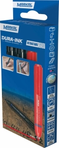 Marqueur indélébile noir/rouge pointe conique 1,5mm rétractable - blister de 3 pcs
