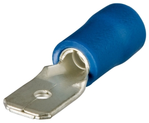Cosses plates mâles isolées bleu 6,3x0,8mm / 1,5-2,5mm² - lot de 100pcs