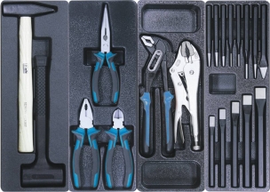 Servante d'atelier 5 tiroirs composée de 160 outils - modules PVC