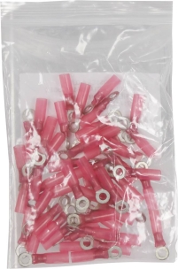 Cosse à oeil isolée thermorétractable rouge M4 - lot de 50 pcs