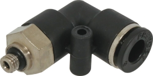 Raccord instantané polymère coudé cylindrique M5 orientable pour tuyau 6mm - lot de 10pc