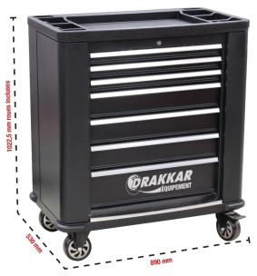 Servante 7 tiroirs avec 2 portes latérales avec plan de travail en ABS 890x530x1022mm