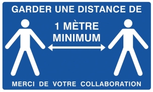 Panneau garder une distance de 1 mètre minimum rigide 330x200mm