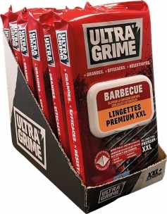 Lingettes nettoyantes spécial barbecue premium XXL 380x250mm - présentoir de comptoir de 6 boîtes