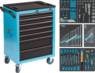 Servante d'atelier 7 tiroirs composee de 147 outils - modules mousses