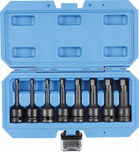 Douilles tournevis à chocs embouts hexagonal 1/2" H5-H19 - coffret de 8pcs 