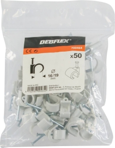 Attaches-fils/pontet PVC gris 16 à 19mm - lot de 50 pcs