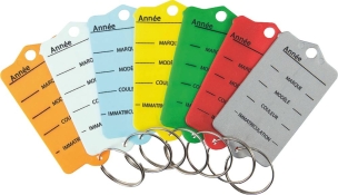 Porte-clés plastique blanc + 2 feutres - lot de 200 pcs