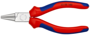 Pince à becs courts et ronds - 140mm - Bi-matière - Chromée - Pointes lisses