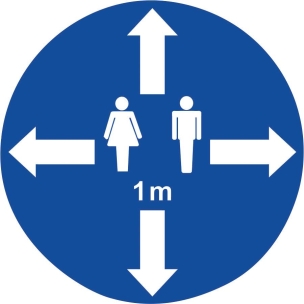 Panneau distance sociale 1m adhésif 400mm