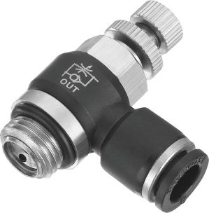 Raccord instantané polymère régleur de débit pour tuyau 6mm