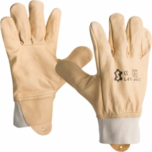 Gants de manutention tout cuir fleur de bovin avec protège artère T.10 - lot de 12 pcs