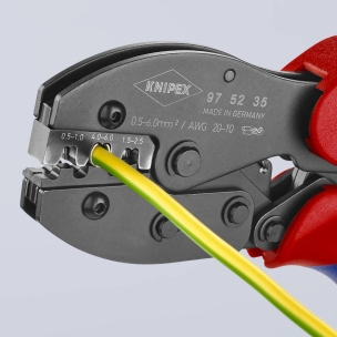 Pince à sertir 220mm automatique cosse non isolée max 6mm² bi-matière