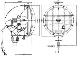 Phare avant de tracteur 12V métallique avec grille de protection 152mm 3 fonctions