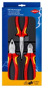 Pince électricien chromées isolées 1000V - lot de 3 pcs