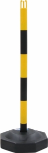 Poteau de signalisation jaune et noir 850mm avec base plastique - lot de 12 pcs