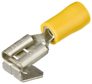 Cosses plates doubles (mâles et femelles) isolées jaune 6,3x0,8mm / 4-6mm² - lot de 100pcs