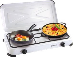 Réchaud à gaz 2 feux avec couvercle 1200/1400W