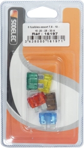 Fusible enfichable standard assortiment - blister de 6 pcs