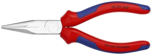 Pince à becs longs avec becs demi-ronds 160mm - Gainage bi-matière - Chromée