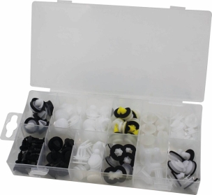 Clips de fixation en PVC - pour panneau de porte Peugeot/Citroën - présentoir de 6 coffrets de 93 pcs
