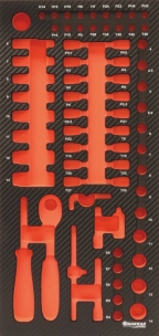 Module mousse 402x189mm carbone vide pour douilles/cliquet/embouts-douilles longues 1/4"